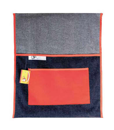 Red Denim Chair Bag with Pocket_0