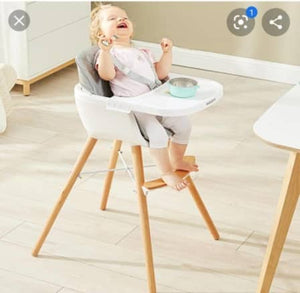 Wooden High Feeding Chair with Tray - light grey_0