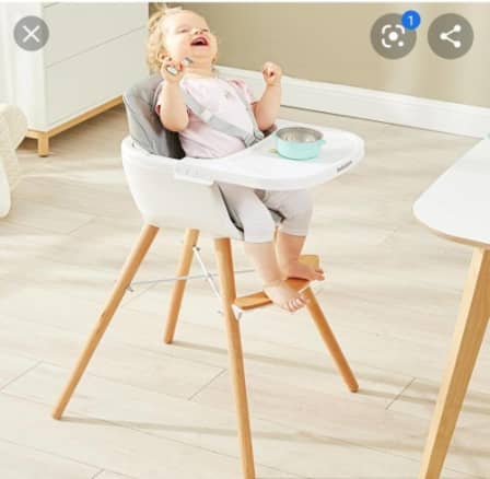 Wooden High Feeding Chair with Tray - light grey_0