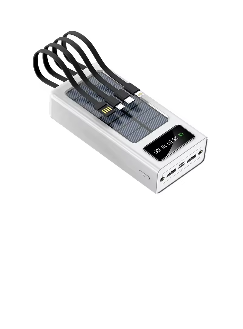Solar Power Bank with Built-in Cables