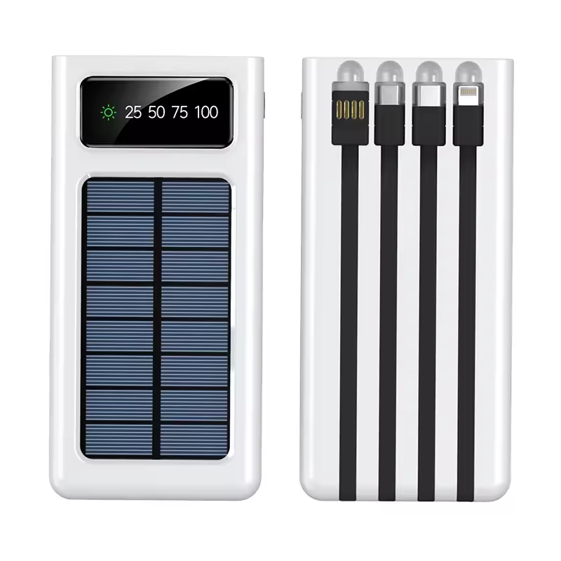 Solar Power Bank with Built-in Cables 2