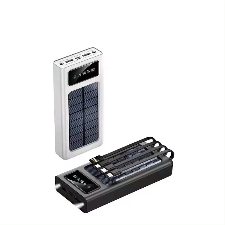 Solar Power Bank with Built-in Cables 3