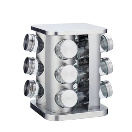 12-In-1 Condiments Stainless Steel Finish Stylish Spice Rack