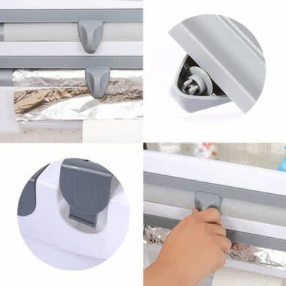 Multi-fuctional 4 In 1 Kitchen Storage Holder Rack for Paper Towel/Cling Film/Tin Foil Dispenser