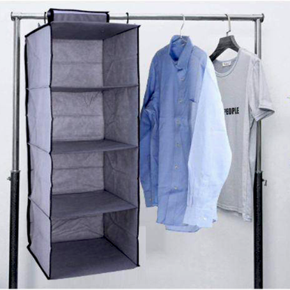 4 Tier Vertical Hanging Wardrobe Organizer Clothes Storage Box