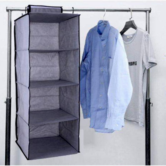 4 Tier Vertical Hanging Wardrobe Organizer Clothes Storage Box