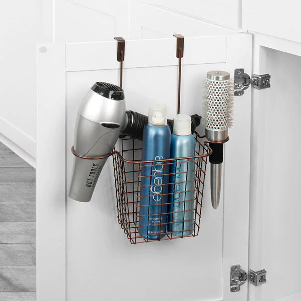 Over The Cabinet Bathroom Basket Organizer-Bronze
