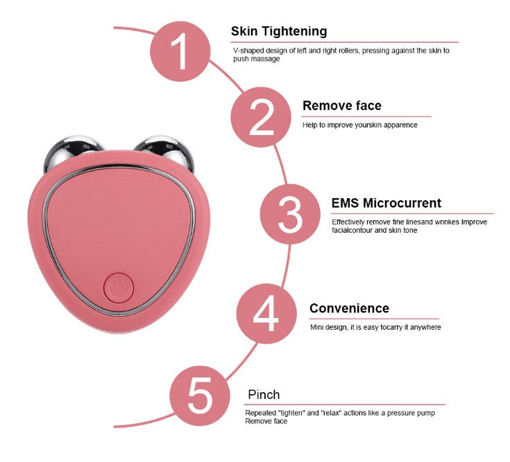 Micro Current Beauty Instrument Roller - Pink_2