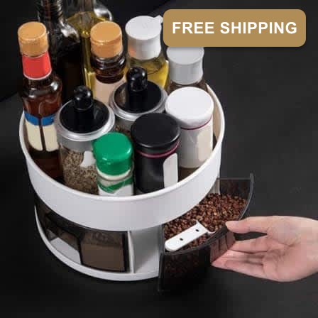360 Degree Rotation 2 Tier Freestanding Kitchen Organizer Storage Rack