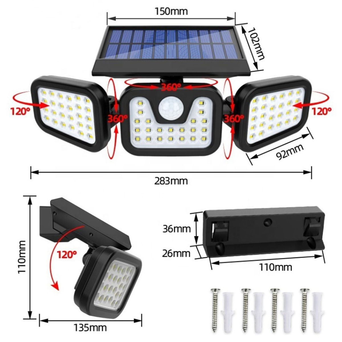 3 Head Solar Wall Lamp 1