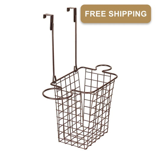 Over The Cabinet Bathroom Basket Organizer-Bronze