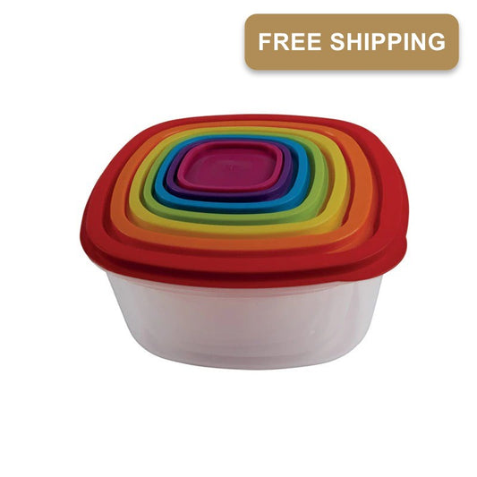 Rainbow 7PCS Plastic Square Food Container